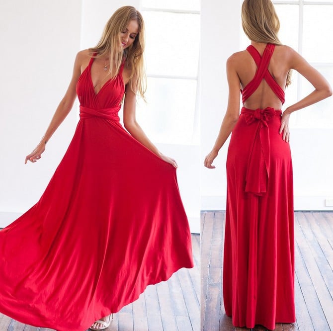 Women’s wrap maxi dress | 24 wearing styles | Sleeveless &amp; elegant | Perfect for wedding, party &amp; evening