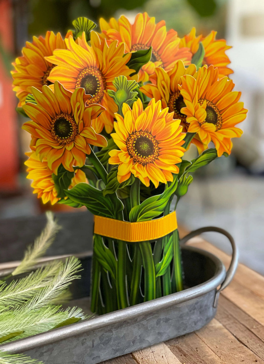 Pop-Up Papierblumenstrauß 3D | Blumenkarte mit Papiervase &amp; Grußkarte | Handgefertigt, langlebig | Deko-Geschenk 43×38 cm