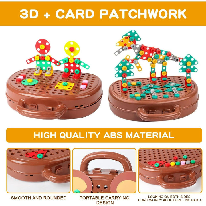 BauBohrer™ Montessori building &amp; drilling set | 2D &amp; 3D creative play | Promotes STEM skills &amp; fine motor skills