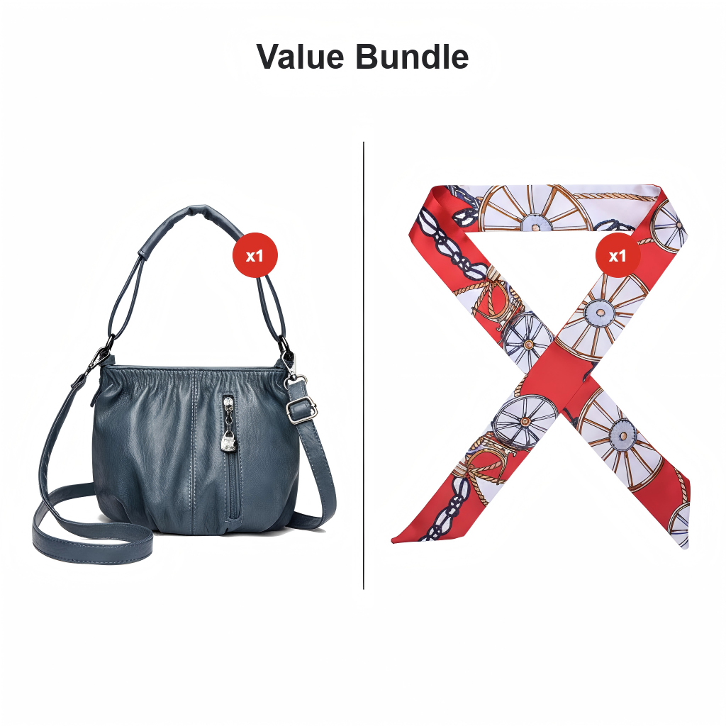Damen Umhängetasche | Elegante Schultertasche aus PU mit Reißverschlussfächern