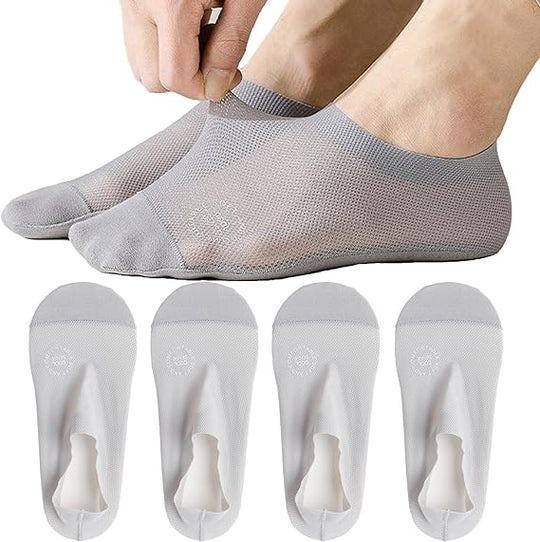 Calzini invisibili ultraleggeri (4 paia) | Aderenza antiscivolo, invisibili in sneakers e pantofole | Senza cuciture e traspiranti