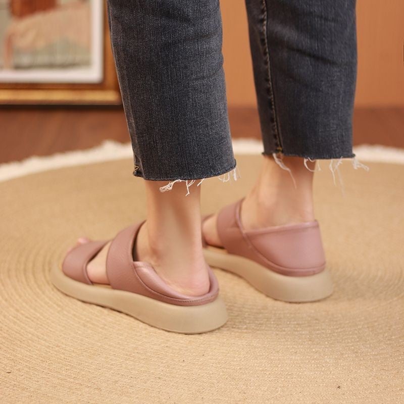 Damen Echtleder Sandalen | Slip-On Sommerschuhe mit rutschfester Sohle &amp; ergonomischem Design | KlammRiemen