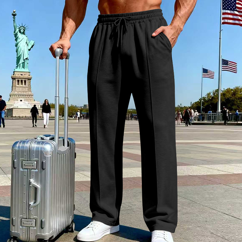 Herren Stretch-Hose mit geradem Bein | Atmungsaktive Freizeithose mit Kordelzug &amp; Taschen | Bequeme Relax-Fit Hose