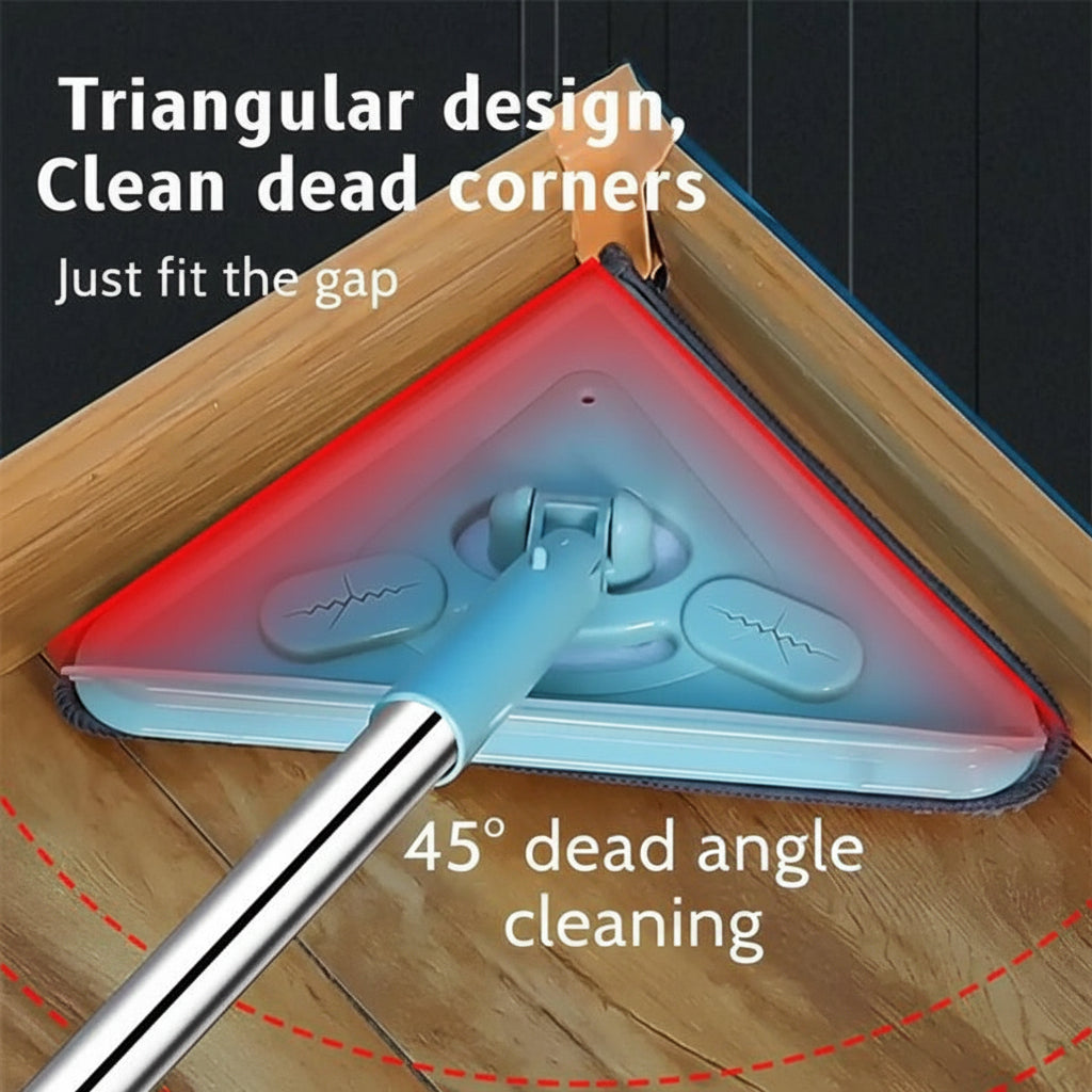 Panno triangolare girevole a 360° con testa da 26 cm | Raggiunge angoli e bordi senza sforzo | Per pavimenti, piastrelle e finestre