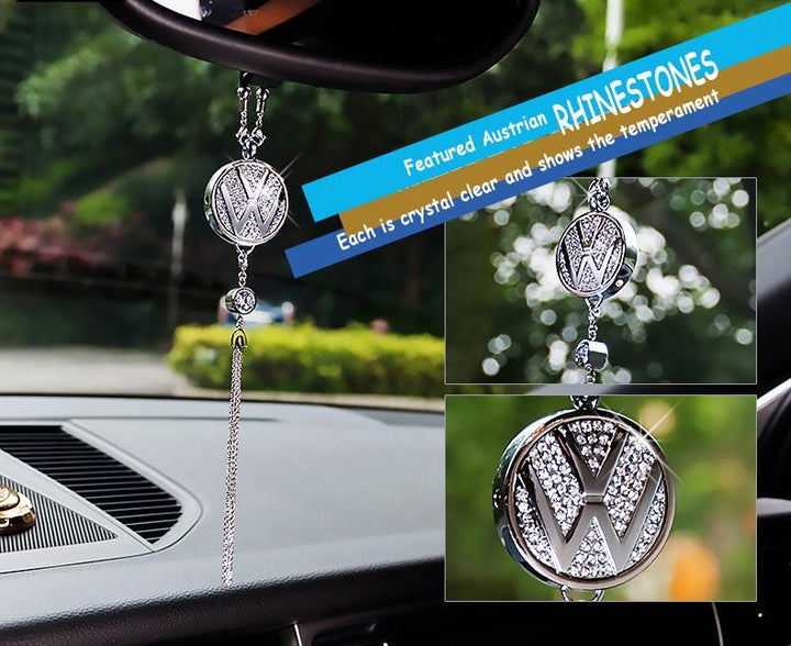 Car Rearview Mirror Pendant with Crystal | Zinc alloy &amp; rhinestones | Sparkling decoration with scent pendant, gift idea