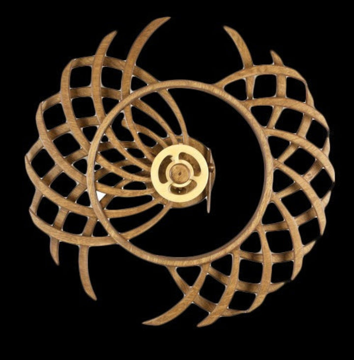 Kinetische Holzskulptur mit Federmechanik | Handgefertigte bewegte Deko | Poliertes Holz, Wand- oder Tischkunst mit faszinierenden Mustern