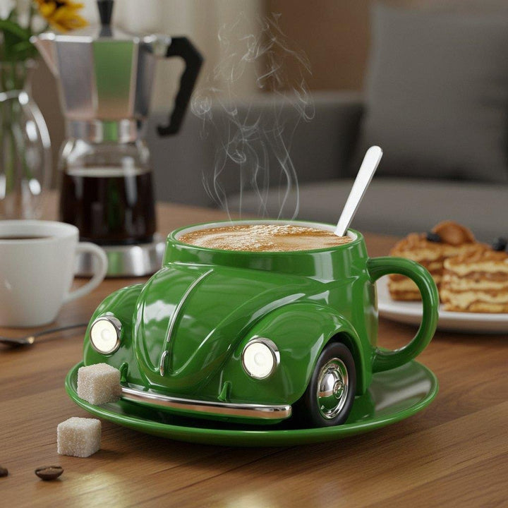 Retro Keramik-Kaffeetasse im Käfer-Design | Handbemalt, detailreich &amp; farbenfroh | 325 ml für Kaffee &amp; Tee | Geschenkidee