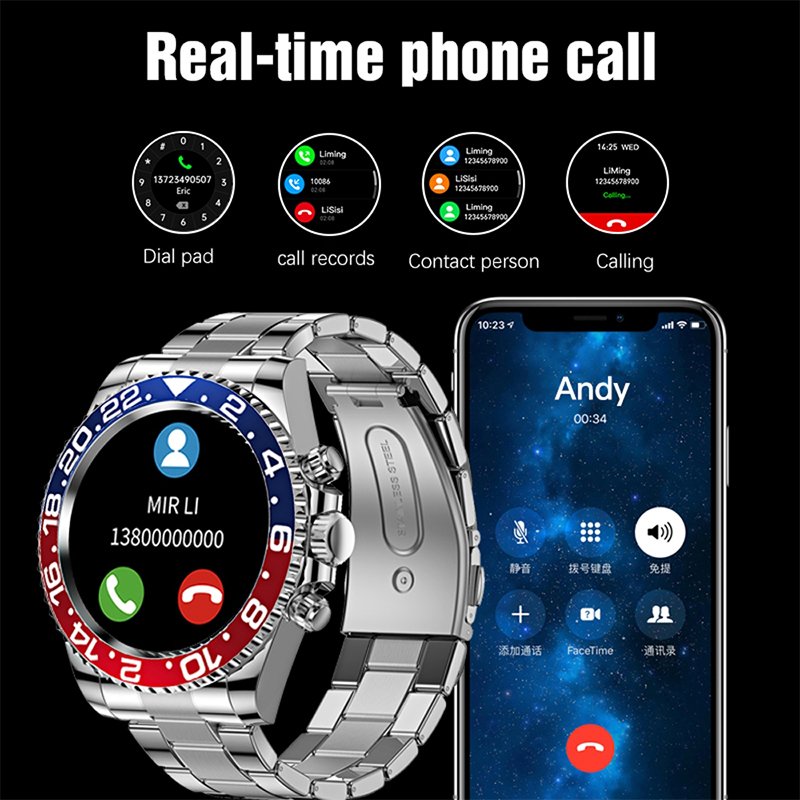 Smartwatch 1,28 Zoll HD Display | Drehbare Lünette &amp; Bluetooth-Anrufe | Herzfrequenz, Schlaf, Sportmodi, Edelstahlband