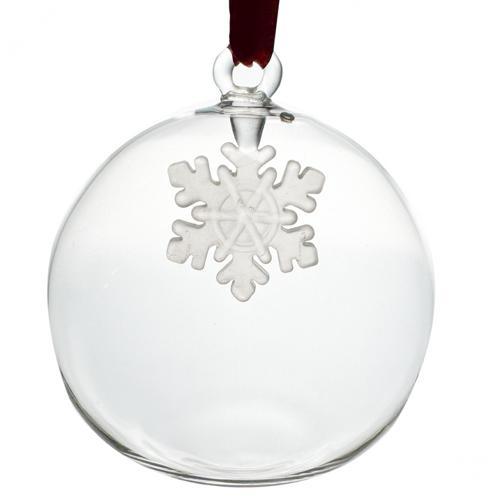 Weihnachtskugel aus Glas 8 cm | Paul Nagel Christbaumkugel mit handgefertigtem Kristallmotiv aus Farbglas | In Geschenkbox