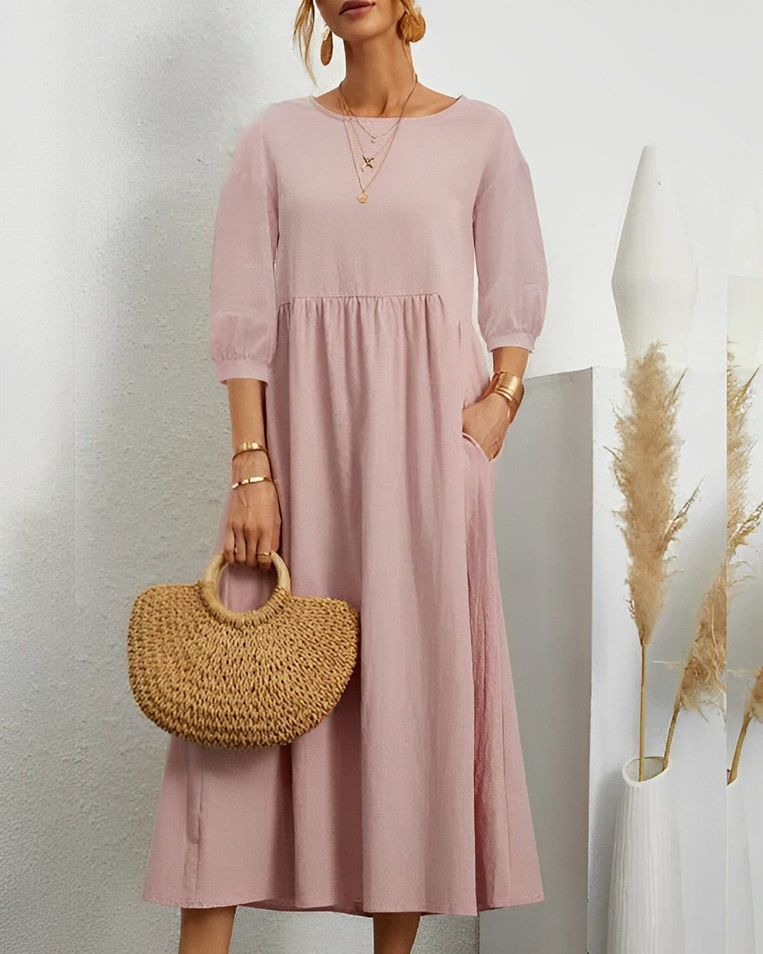 Damen Sommerkleid aus Baumwolle | Luftiges Maxikleid mit lockerer Passform | Leicht &amp; atmungsaktiv | S–2XL