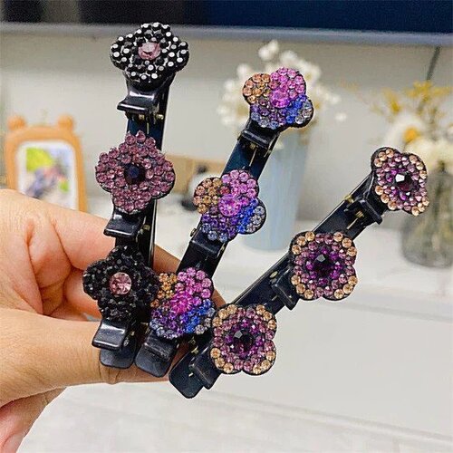 Fermaglio intrecciato con pietre di strass | elegante clip per capelli con forte tenuta | per uso quotidiano e occasioni speciali