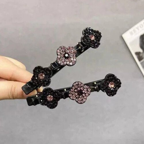 Fermaglio intrecciato con pietre di strass | elegante clip per capelli con forte tenuta | per uso quotidiano e occasioni speciali