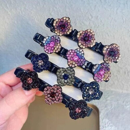 Fermaglio intrecciato con pietre di strass | elegante clip per capelli con forte tenuta | per uso quotidiano e occasioni speciali