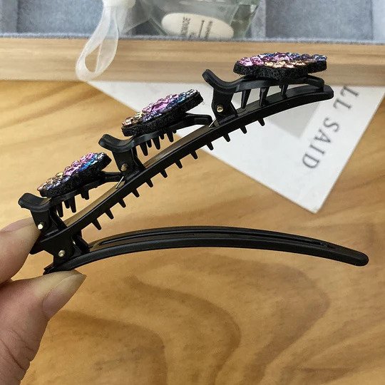 Fermaglio intrecciato con pietre di strass | elegante clip per capelli con forte tenuta | per uso quotidiano e occasioni speciali