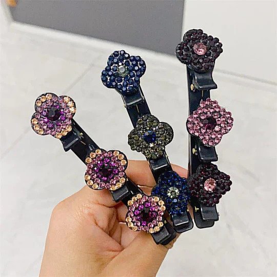 Fermaglio intrecciato con pietre di strass | elegante clip per capelli con forte tenuta | per uso quotidiano e occasioni speciali