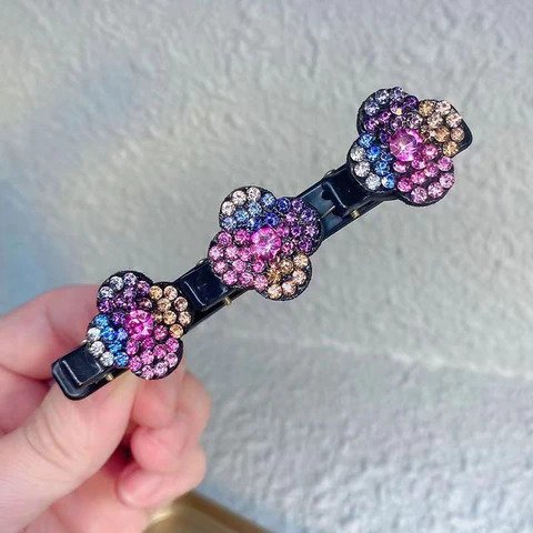 Fermaglio intrecciato con pietre di strass | elegante clip per capelli con forte tenuta | per uso quotidiano e occasioni speciali