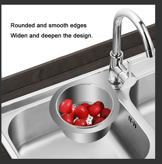 Triangular Stainless Steel Sink Organizer | Corner design for more space | Filters food residues to prevent drain clogs | Drains quickly