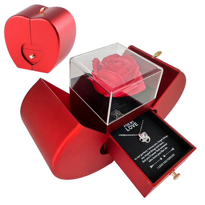 Scatola porta gioie Rose Apple™ | Con collana con rosa eterna