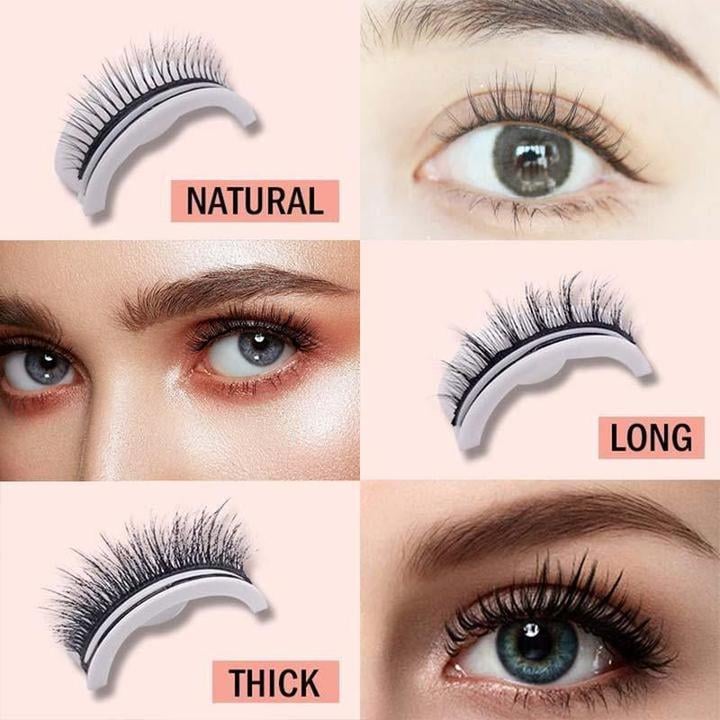 Selbstklebende Wimpern zum Auftragen ohne Kleber | Natürliches Finish in Sekunden | Wiederverwendbar &amp; waschbar, inkl. Ersatz-Klebestreifen