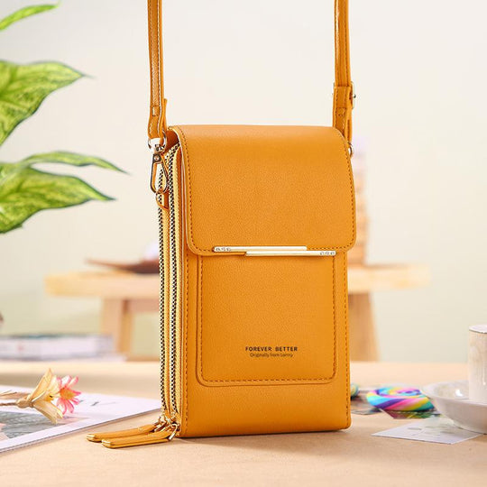 Umhängetasche | Touchscreen Handytasche mit Fenster für Smartphone und Alltag