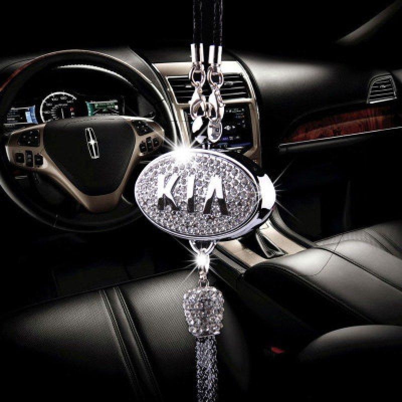 Car Rearview Mirror Pendant with Crystal | Zinc alloy &amp; rhinestones | Sparkling decoration with scent pendant, gift idea