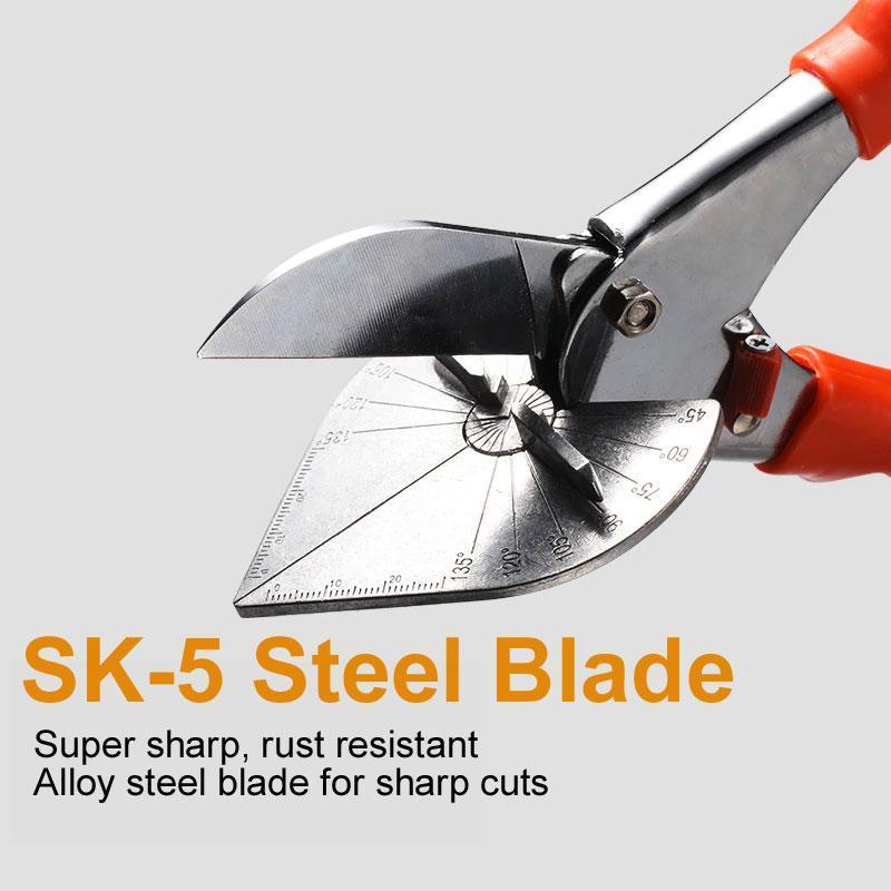 Miter scissors for PVC &amp; moldings | 45°–135° adjustable angle | Stainless steel blade, non-slip handle, clean cuts