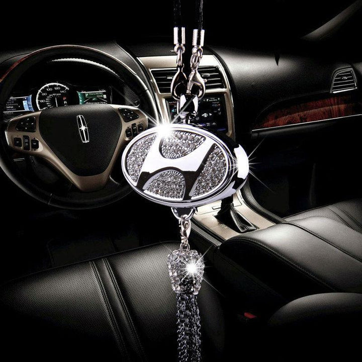 Car Rearview Mirror Pendant with Crystal | Zinc alloy &amp; rhinestones | Sparkling decoration with scent pendant, gift idea