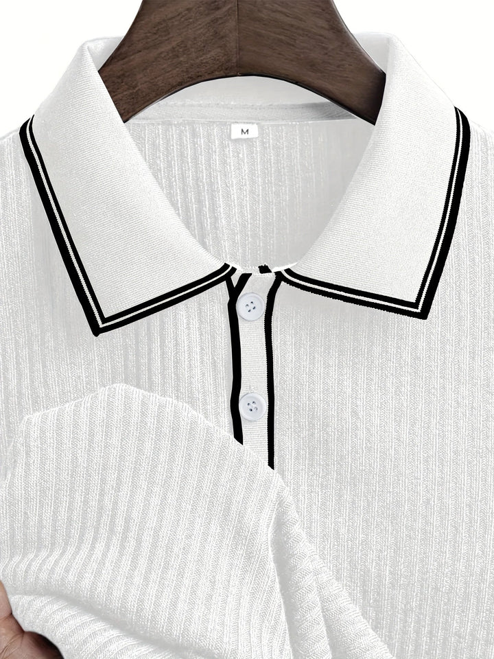 Herren Poloshirt | Kurzarm-Polo mit Knopfleiste, Rippstruktur und regulärer Passform für Sommer, Freizeit und Büro