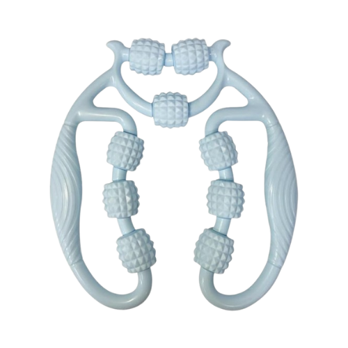 Massaggiatore per gambe con anello a rulli | Massaggio a pressione a 360° per cosce e polpacci | Manici ergonomici, antiscivolo | Colori verde/rosa/blu