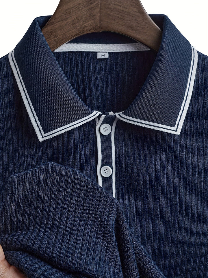 Herren Poloshirt | Kurzarm-Polo mit Knopfleiste, Rippstruktur und regulärer Passform für Sommer, Freizeit und Büro