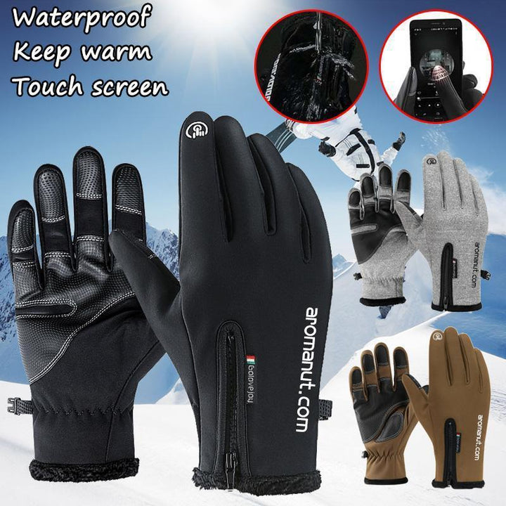 Thermohandschuhe wasserdicht mit Touchscreen-Funktion | Warme Fahrradhandschuhe mit rutschfestem Griff für Radfahren und Laufen