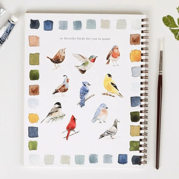 Aquarell-Arbeitsbuch für Anfänger | Malbuch mit 12 Motiven, Schritt-für-Schritt-Anleitungen und hochwertigem Aquarellpapier