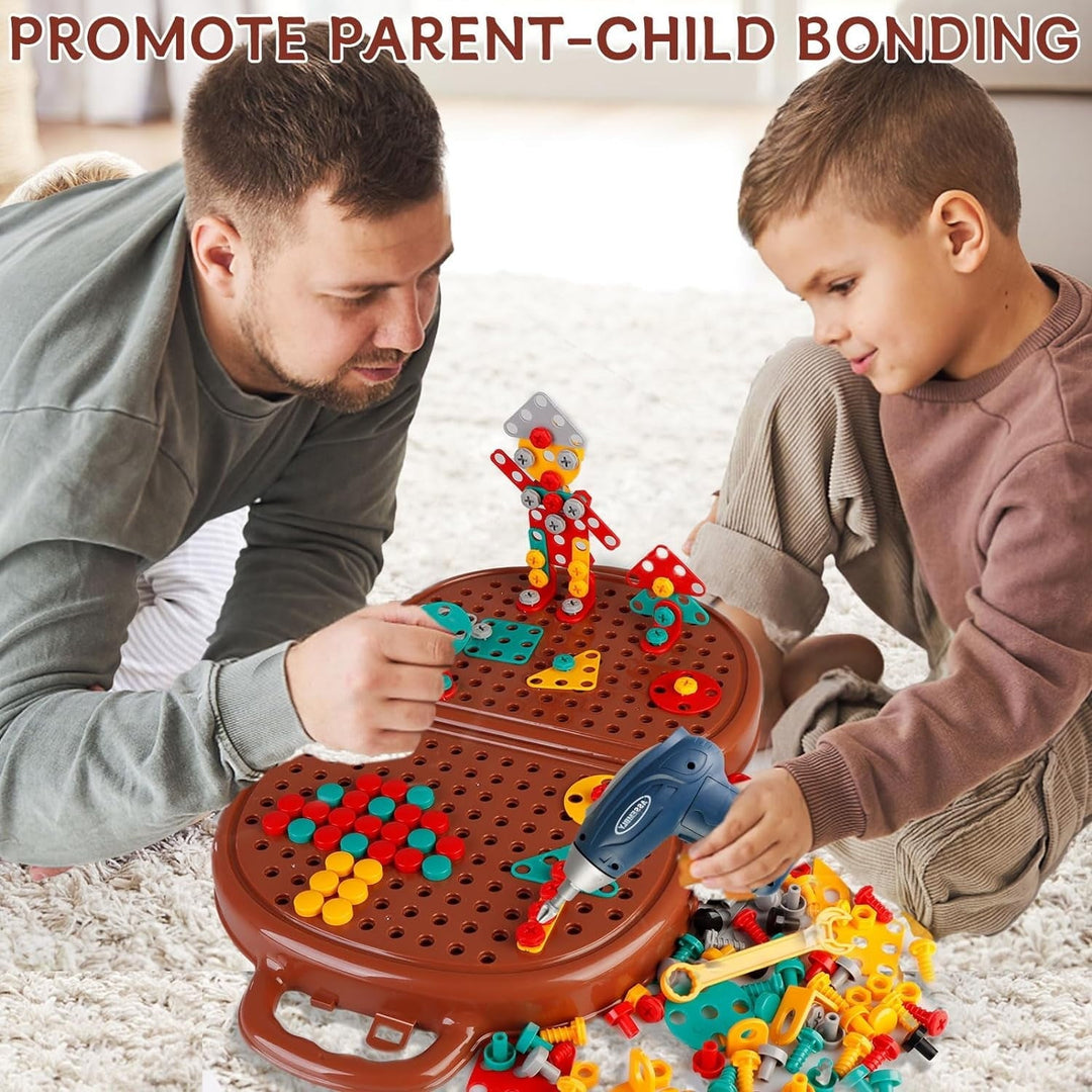 BauBohrer™ Montessori building &amp; drilling set | 2D &amp; 3D creative play | Promotes STEM skills &amp; fine motor skills