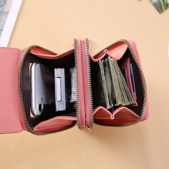 Umhängetasche | Touchscreen Handytasche mit Fenster für Smartphone und Alltag