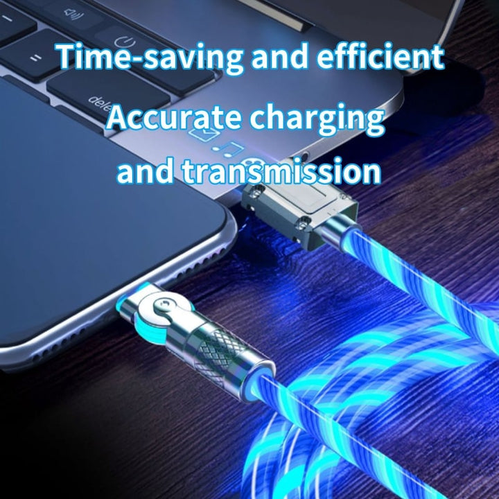 Fast charging cable with LED light effect | 540° rotatable plug | USB cable with fast charging