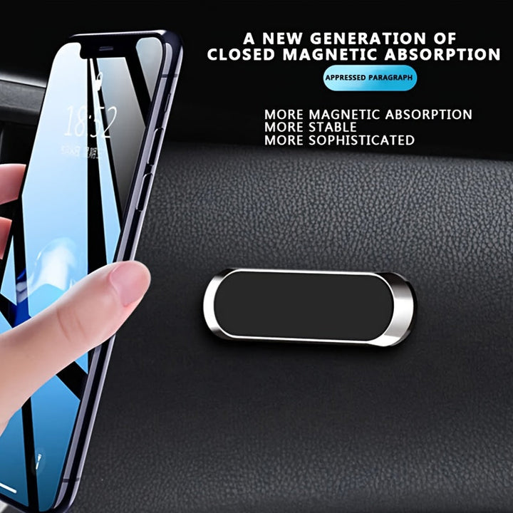 Magnetische Handyhalterung fürs Auto aus Aluminium | Smartphone-Halter in Schwarz mit starkem Magnet und werkzeugloser Montage