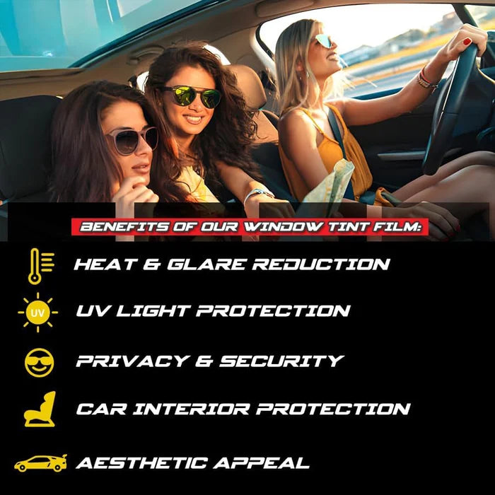 Film teinté universel pour vitres de voiture | Protection UV &amp; chaleur pour voiture plus fraîche | Protection visuelle avec visibilité claire, facile à poser