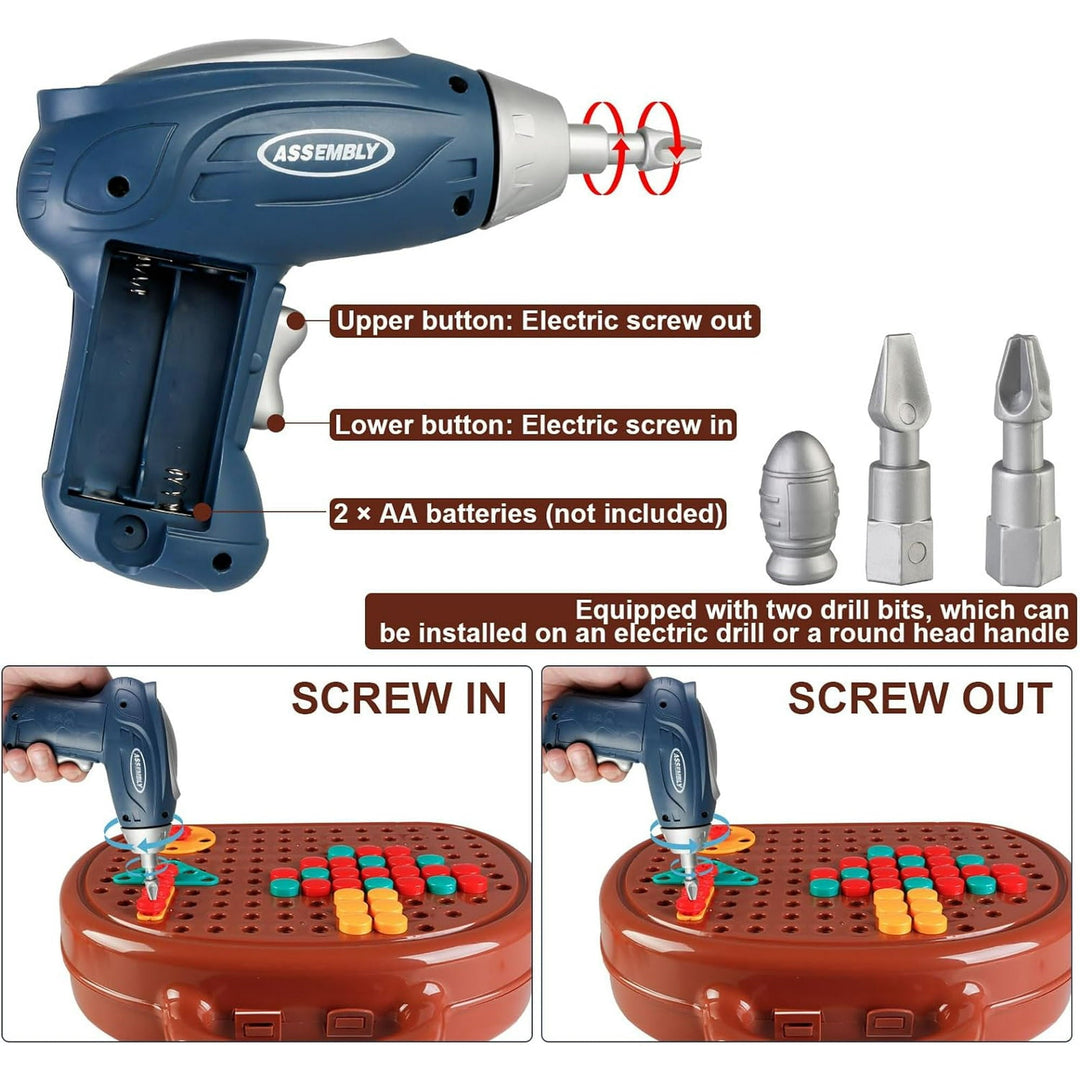 BauBohrer™ Montessori building &amp; drilling set | 2D &amp; 3D creative play | Promotes STEM skills &amp; fine motor skills