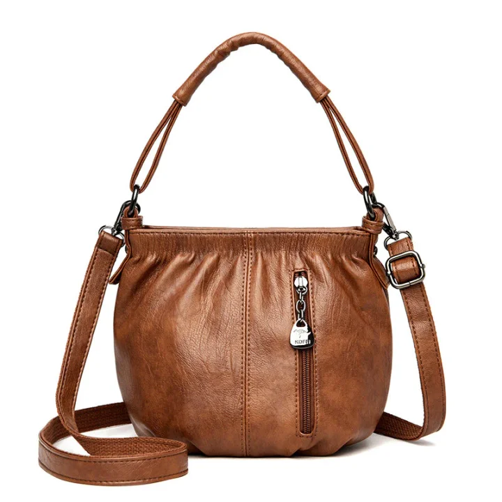 Damen Umhängetasche | Elegante Schultertasche aus PU mit Reißverschlussfächern