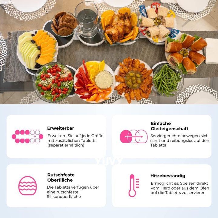 360° rotating tray for dining table | Serve stress-free &amp; reach everything | Non-slip, heat resistant &amp; easy to clean