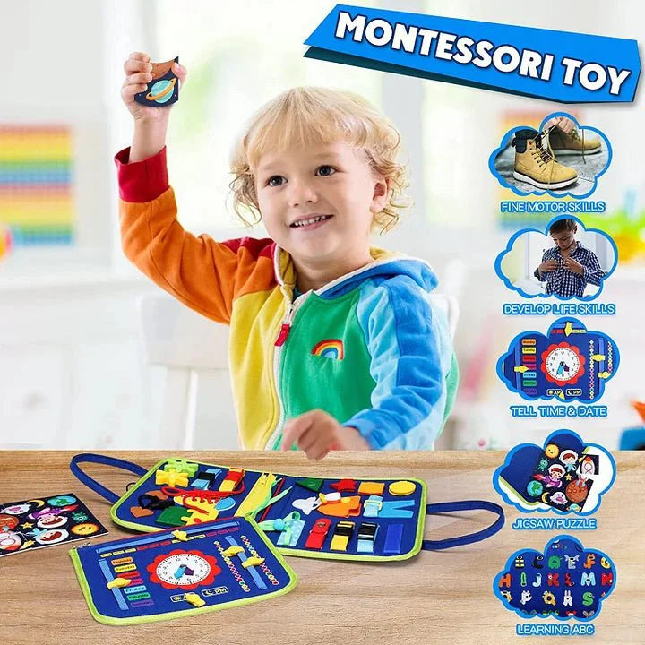 BusyBook™ Montessori busy book | Promotes fine motor skills &amp; independence | 19 learning activities