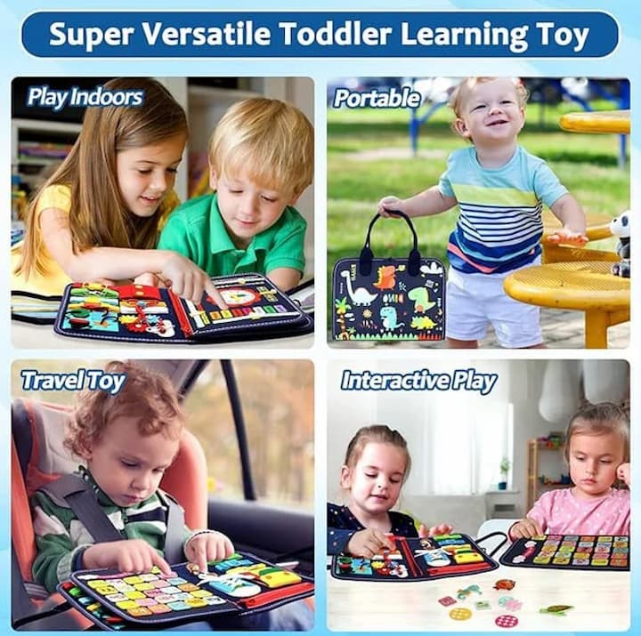 BusyBook™ Montessori busy book | Promotes fine motor skills &amp; independence | 19 learning activities