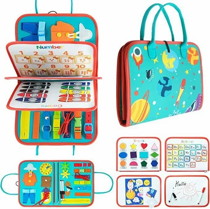 BusyBook™ Montessori busy book | Promotes fine motor skills &amp; independence | 19 learning activities