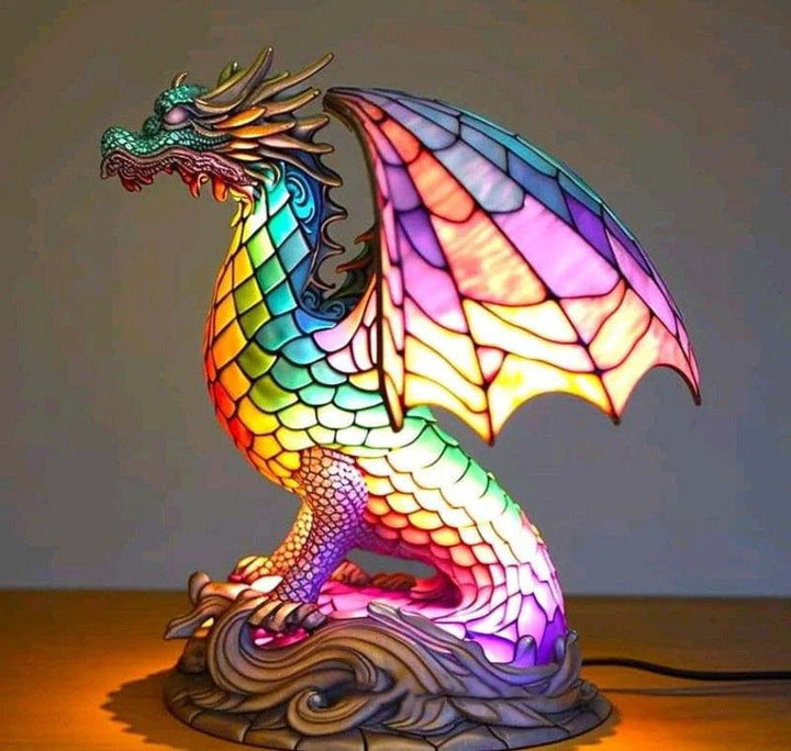 Tierlampe im Buntglas-Stil | 23 Tiermotive | Warmes Stimmungslicht | Deko-Tischlampe für Zuhause