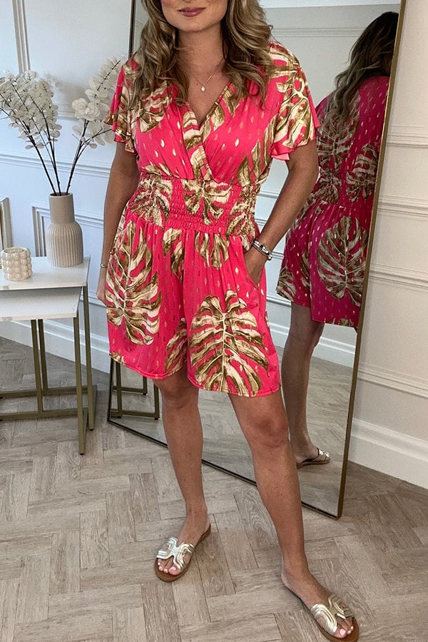 Vivian Sommerhose mit floralem Punktedruck &amp; Taschen | elastischer Bund | leichtes Polyester | Freizeit-Look, normaler Fit