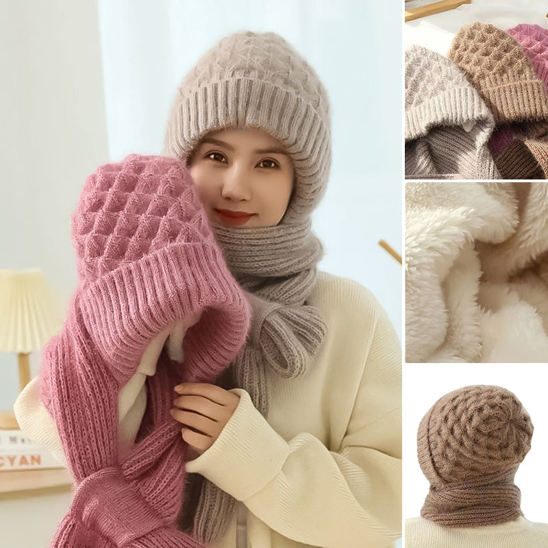 Damen Winterset | Warme Mütze mit passendem Schal aus weichem Polyester