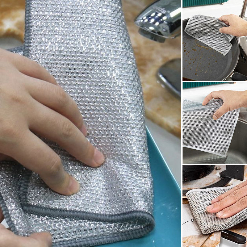 Wire Cleaning Cloths 20×20 cm | Strong Grease Dissolving Power, Quick-Drying &amp; Reusable | For Pots, Pans, Stove &amp; Grill | 5+5 Free