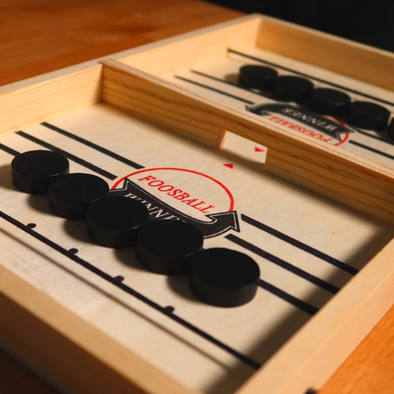 Fast Skill Game for 2 Players | Mini Shuffleboard Sling Puck Made of Wood | Family Game from Age 6 | 35×22.3 cm