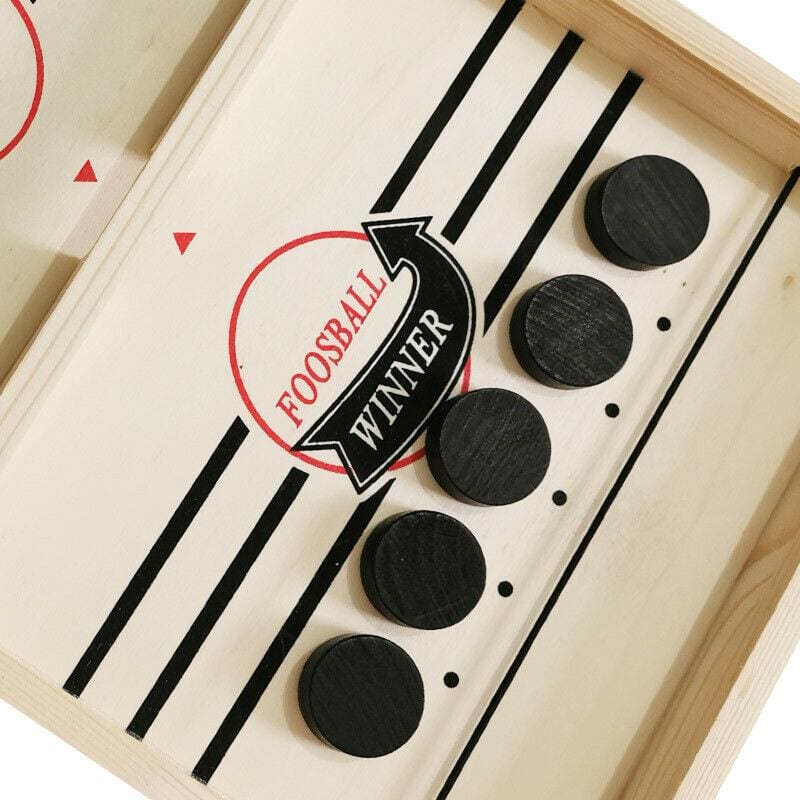 Fast Skill Game for 2 Players | Mini Shuffleboard Sling Puck Made of Wood | Family Game from Age 6 | 35×22.3 cm