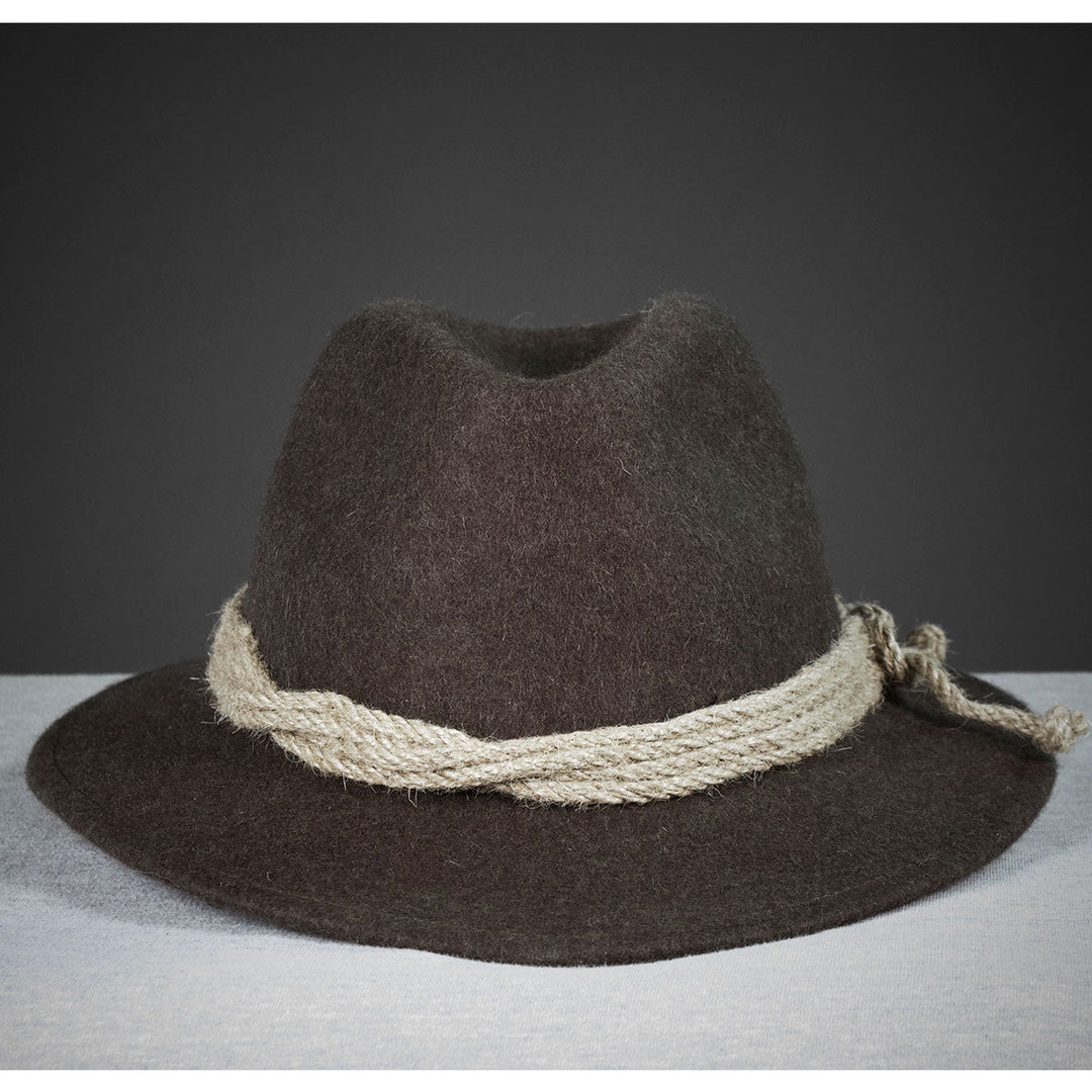 Unisex Trachtenhut Braun | Klassischer Gletscherhut aus Wollfilz mit beigen Akzenten für Tracht und Alltag